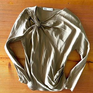 Zara partial Ruched Top/shirt
